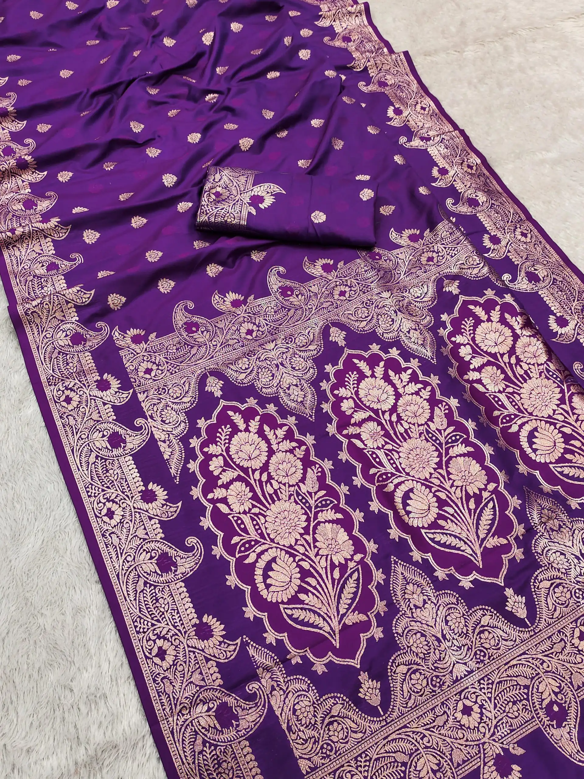 Purple Banarasi Lace Zari Work Saree