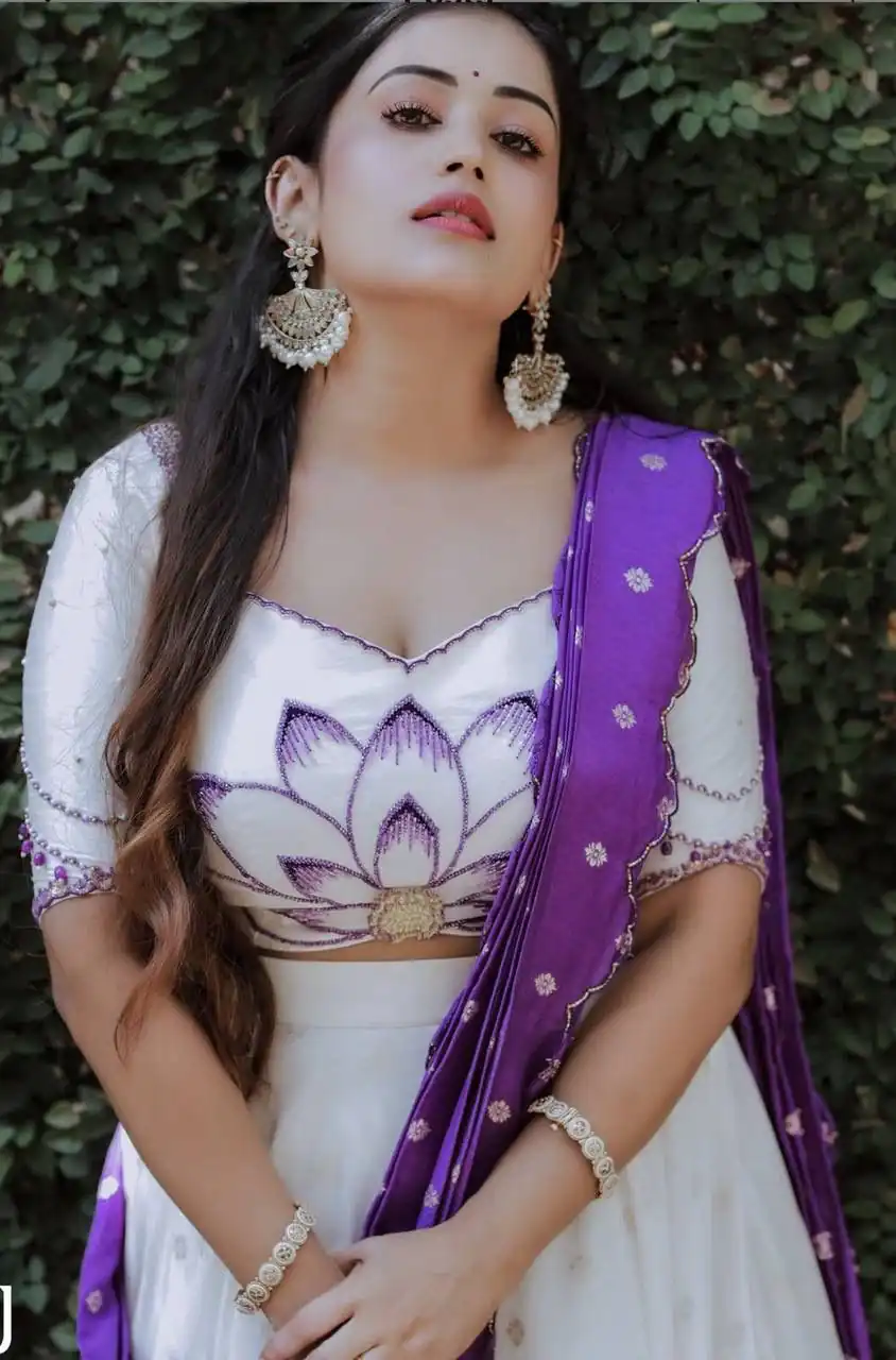 Purple Chinon Digital Print Lehenga Choli - Image 4