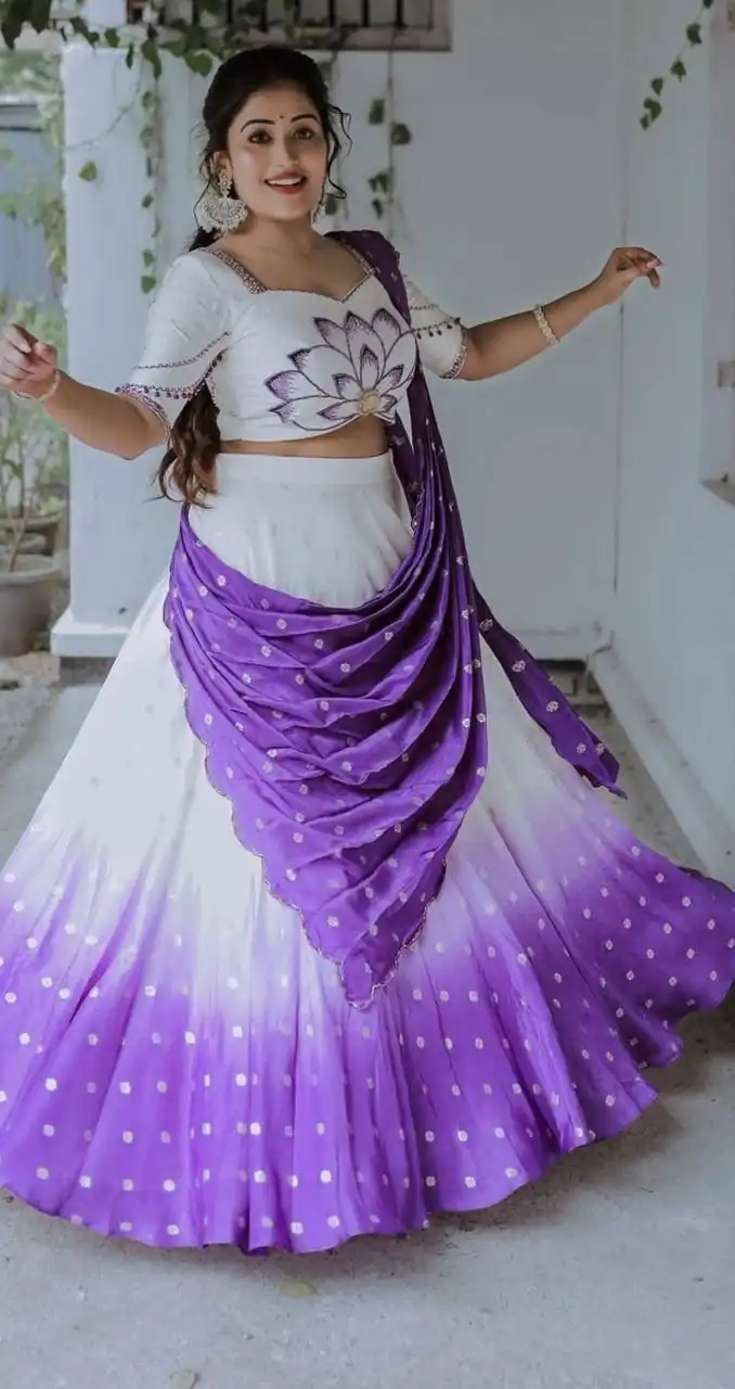 Purple Chinon Digital Print Lehenga Choli - Image 3