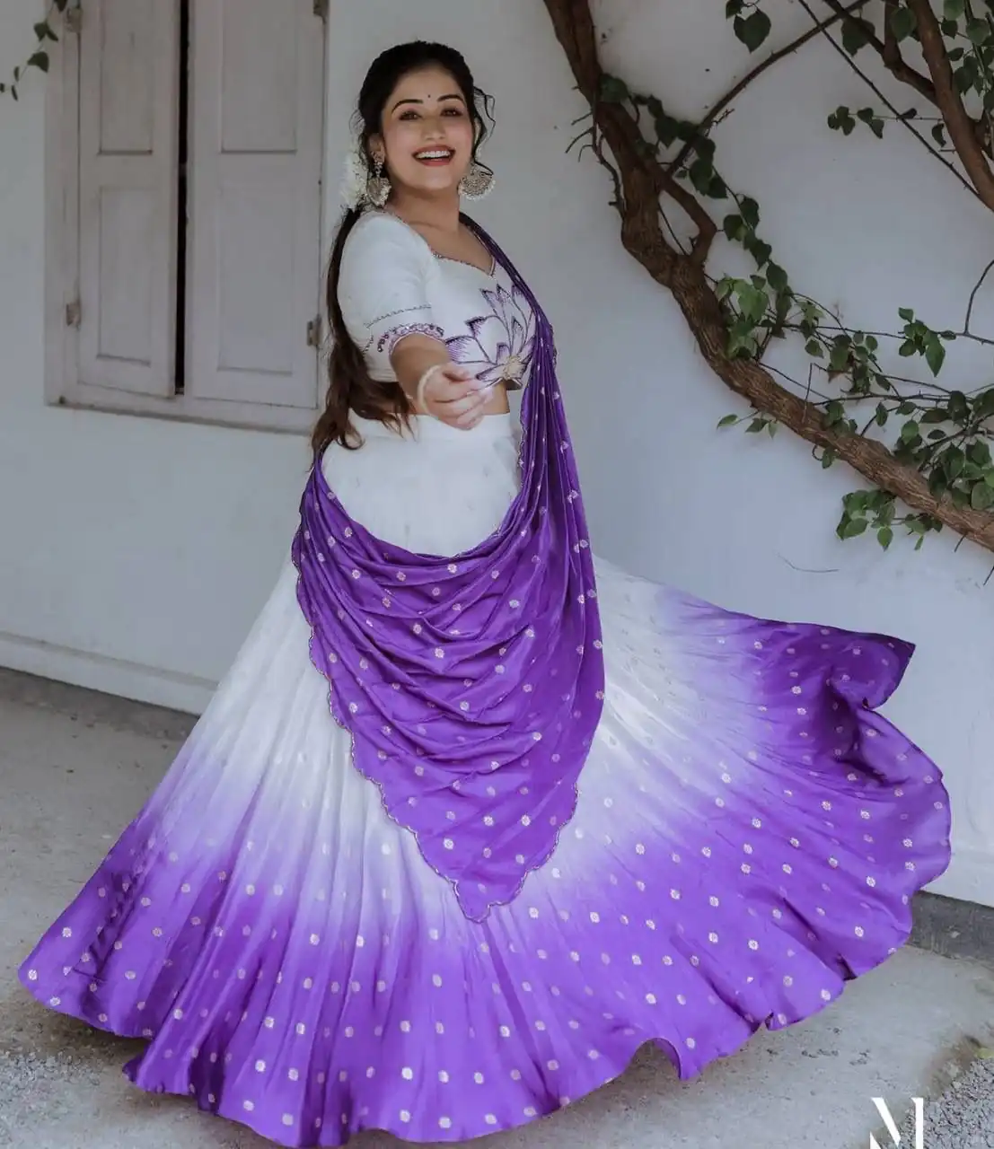 Purple Chinon Digital Print Lehenga Choli - Image 2