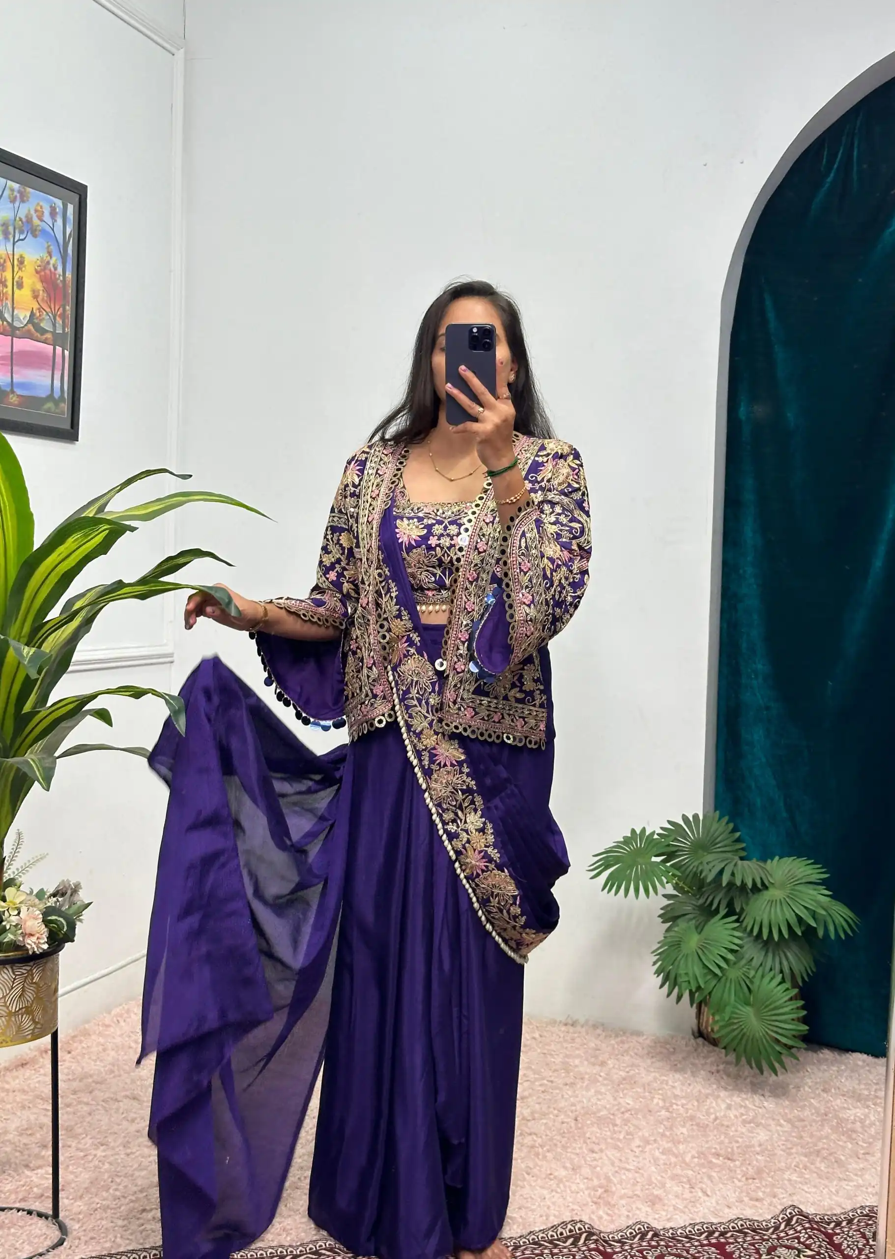 ST 1074 Purple Color Chinon Saree with Embroidery Work & Lace Work. Best Price ₹2399. Delivery 4-6 Working Days. Shop now. | Sarees, Bollywood Sarees, Creative Sarees, Designer Sarees, Embroidered Sarees, Ethnic Saree, Modern Digital sarees, Party Wear Sarees