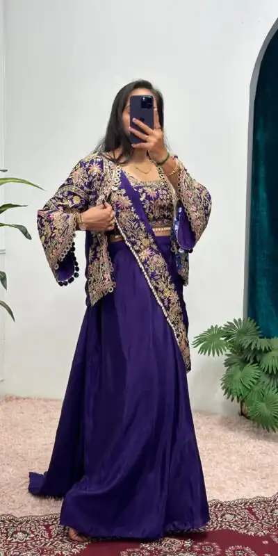 ST 1074 Purple Color Chinon Saree with Embroidery Work & Lace Work. Best Price ₹2399. Delivery 4-6 Working Days. Shop now. | Sarees, Bollywood Sarees, Creative Sarees, Designer Sarees, Embroidered Sarees, Ethnic Saree, Modern Digital sarees, Party Wear Sarees