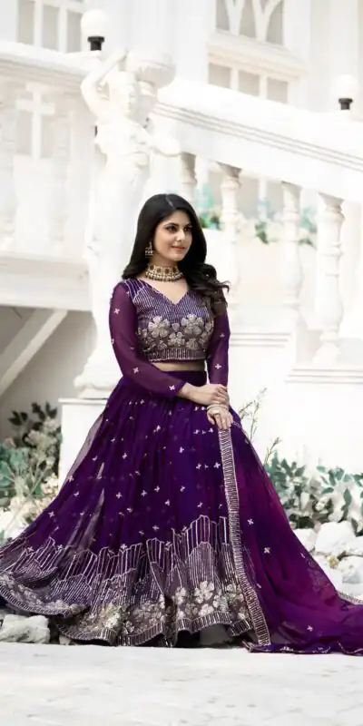 Ram 033 Purple Fox Georgette Lehenga Choli with Embroidery Work. Special Price ₹2499. Delivery 4-6 Working Days. Shop now. | Lehenga, Bollywood Lehenga, Creative Lehenga, Designer Lehenga, Embroidered Lehenga, Party Wear Lehenga