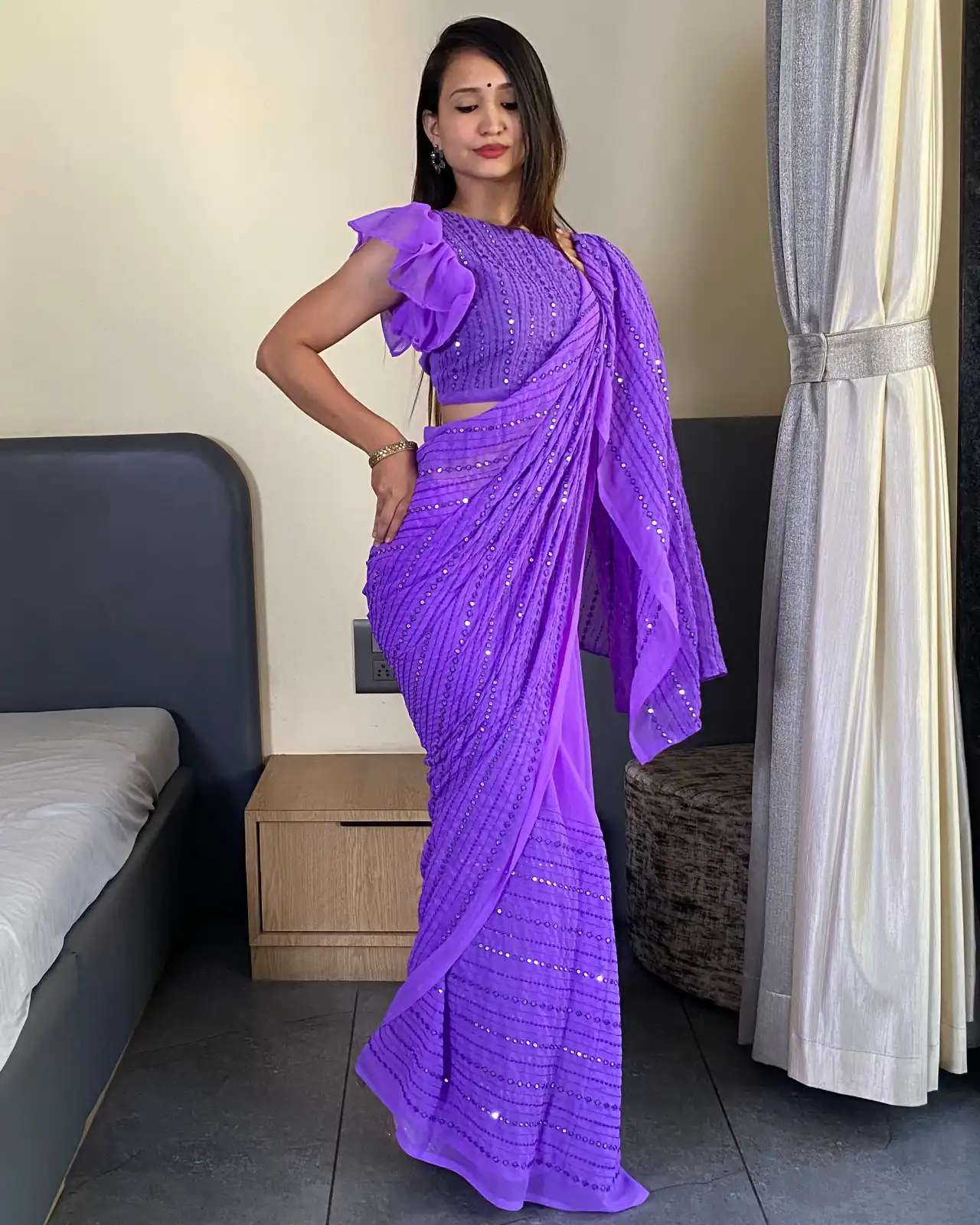 BT SUMAN Purple Fox Georgette SareePerfect for Wedding, Party, Sangeet, Baisakhi, Karwa Chauth – . Special Price ₹1749. Delivery 4-6 Working Days. | Sarees, Bollywood Sarees, Creative Sarees, Designer Sarees, Embroidered Sarees, Ethnic Saree, Modern Digital sarees, Party Wear Sarees