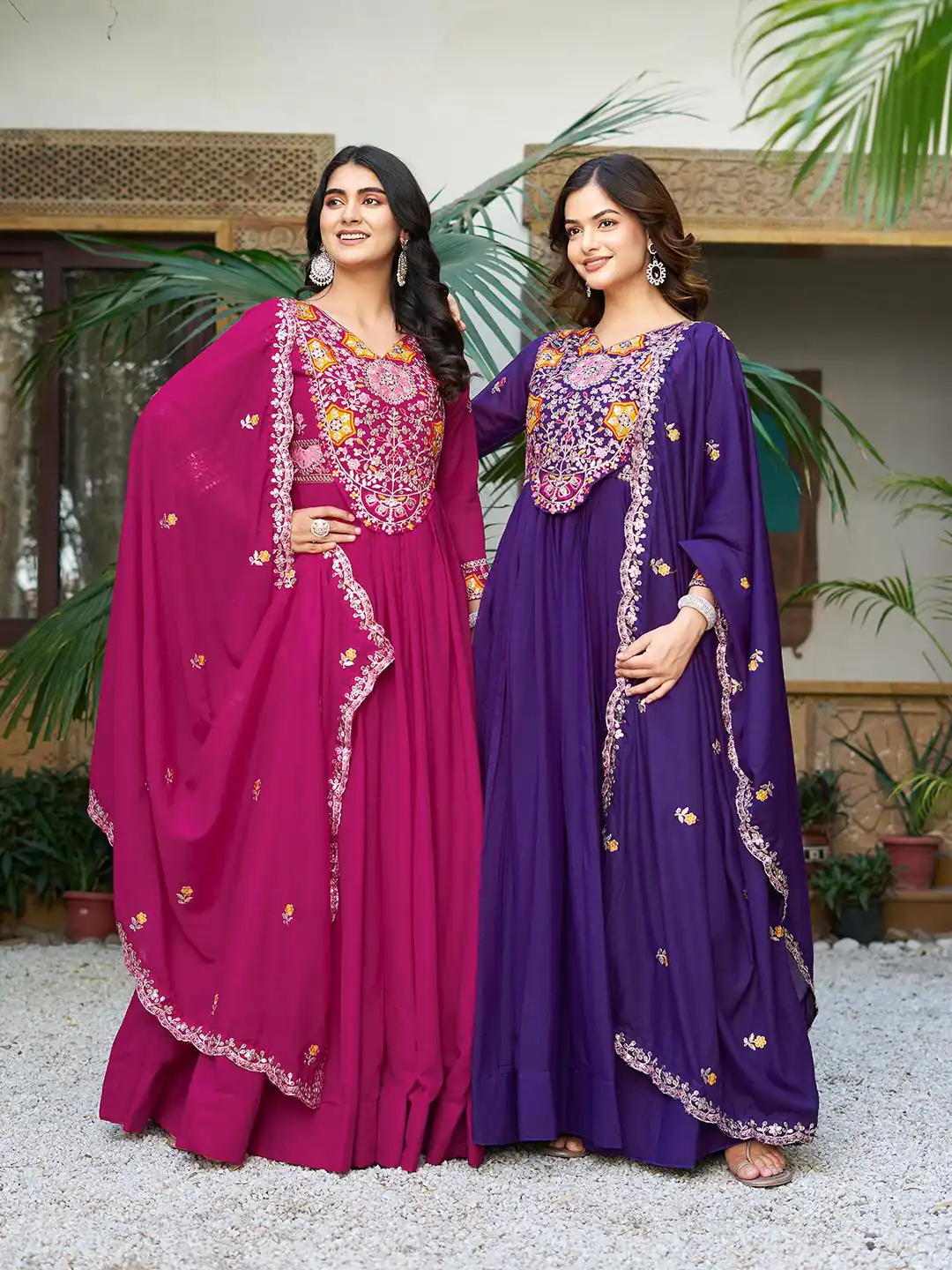 Ram 105 Purple Star Georgette Gown with Embroidery Work & Thread Embroidery. Get it for ₹2049. Delivery 4-6 Working Days. Shop now. | Jump Suits, Salwar suit, Casual Suits, Creative suits, Designer Suits, Palazzo Suits, Party Wear Suits, Patiala Suits, Straight Suits