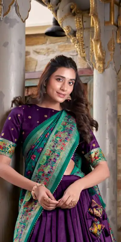 LNB 1245 Purple Tasar Silk With Gotta Patti Work & Lace Work Lehenga Choli Best Price ₹2449. Delivery 4-6 Working Days. Shop now. | Lehenga, Bollywood Lehenga, Creative Lehenga, Designer Lehenga, Embroidered Lehenga, Party Wear Lehenga