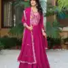 Rani Pink Star Georgette With Embroidery Work Gown