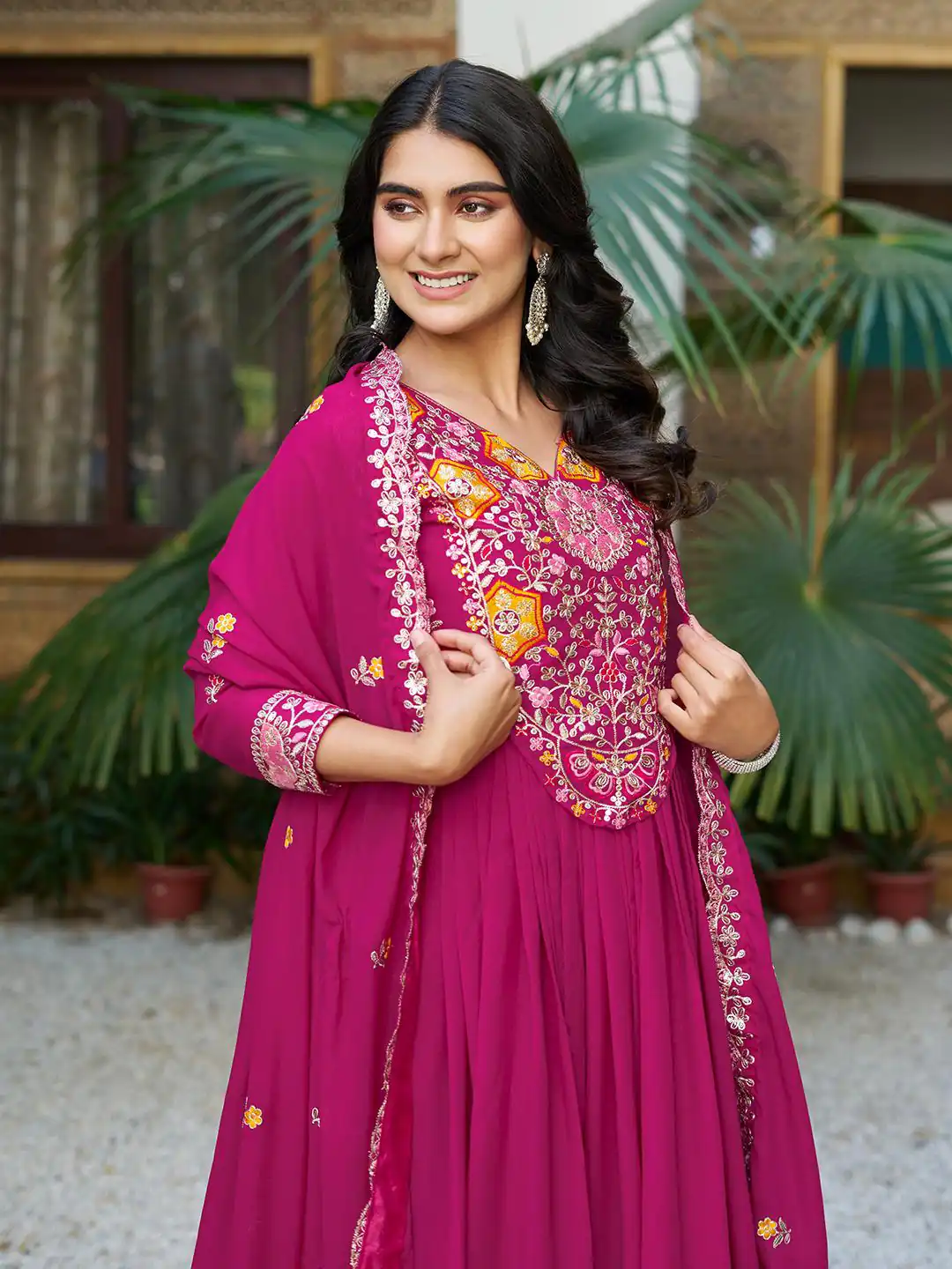 Ram 105 Rani Pink Star Georgette Gown with Embroidery Work & Thread Embroidery. Get it for ₹2049. Delivery 4-6 Working Days. Shop now. | Jump Suits, Salwar suit, Casual Suits, Creative suits, Designer Suits, Palazzo Suits, Party Wear Suits, Patiala Suits, Straight Suits