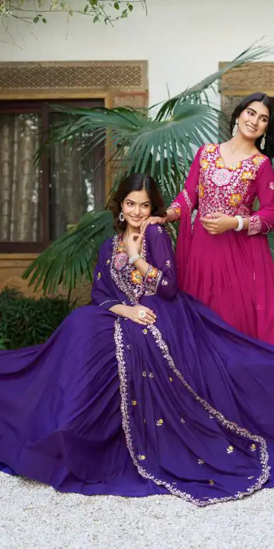 Ram 105 Rani Pink Star Georgette Gown with Embroidery Work & Thread Embroidery. Get it for ₹2049. Delivery 4-6 Working Days. Shop now. | Jump Suits, Salwar suit, Casual Suits, Creative suits, Designer Suits, Palazzo Suits, Party Wear Suits, Patiala Suits, Straight Suits