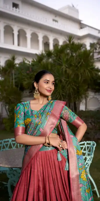LNB 1231 Red Dola Silk Jacquard Silk Kalamkari Print & Zari Work Lehenga Choli in Best Price ₹1899. Delivery 4-6 Working Days. Shop now. | Lehenga, Bollywood Lehenga, Creative Lehenga, Designer Lehenga, Embroidered Lehenga, Party Wear Lehenga