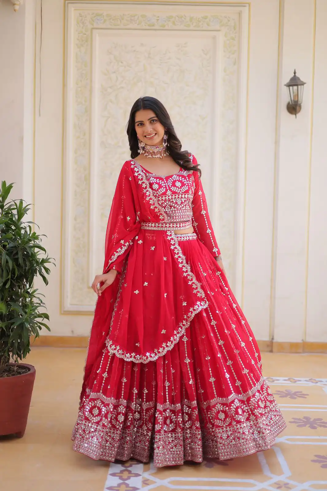 Ram 085 Red Color Fox Georgette Lehenga Choli with Embroidery Work. Grab it for ₹3049. Delivery 4-6 Working Days. Shop now. | Lehenga, Bollywood Lehenga, Creative Lehenga, Designer Lehenga, Embroidered Lehenga, Party Wear Lehenga