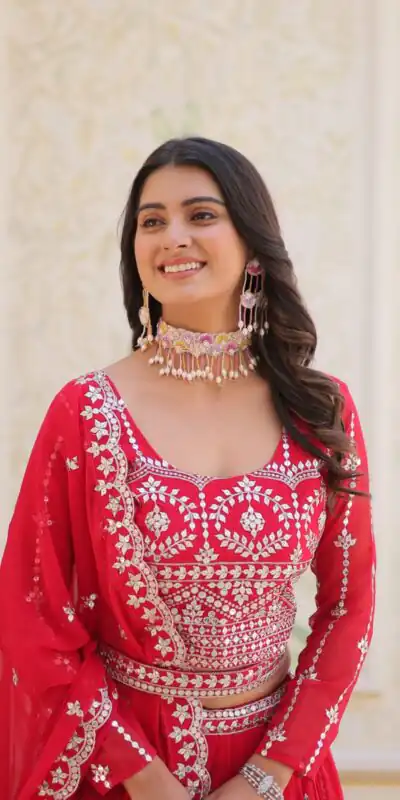 Ram 085 Red Color Fox Georgette Lehenga Choli with Embroidery Work. Grab it for ₹3049. Delivery 4-6 Working Days. Shop now. | Lehenga, Bollywood Lehenga, Creative Lehenga, Designer Lehenga, Embroidered Lehenga, Party Wear Lehenga