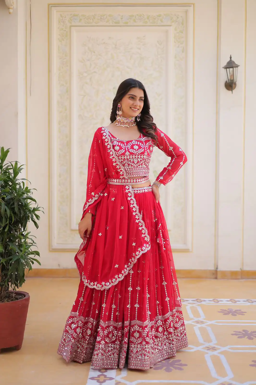 Ram 085 Red Color Fox Georgette Lehenga Choli with Embroidery Work. Grab it for ₹3049. Delivery 4-6 Working Days. Shop now. | Lehenga, Bollywood Lehenga, Creative Lehenga, Designer Lehenga, Embroidered Lehenga, Party Wear Lehenga