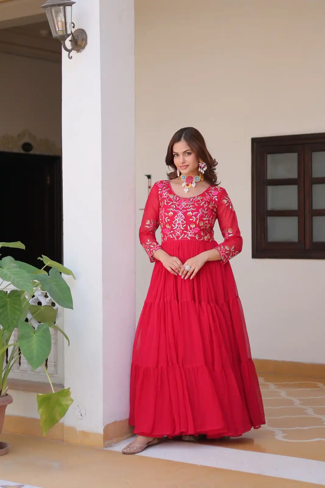 Ram 082 Red Fox Georgette Gown Perfect for Wedding, Party, Sangeet, Durga Puja, Reception – . Grab it for ₹1849. Delivery 4-6 Working Days. Shop now. | Jump Suits, Salwar suit, Casual Suits, Creative suits, Designer Suits, Palazzo Suits, Party Wear Suits, Patiala Suits, Straight Suits