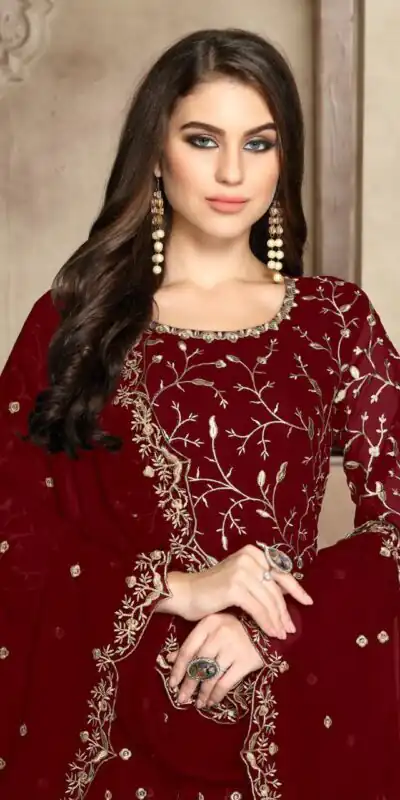  FC 94001 Red Color Georgette Multi Thread Zari Stich Anarkali Suit Wedding, Party, Festive events, etc. Expected Delivery  4-6 Working Days @2399/- | Anarkali Suits, Bollywood Anarkali, Creative-Anarkali, Designer Anarkali, Embroidered Anarkali, Party Wear Anarkali