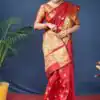 Red Lichi Silk Border Work Saree