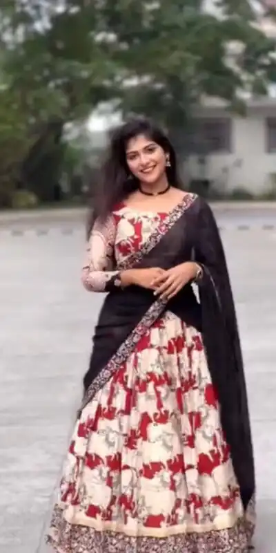 Red Rayon Cotton Kalamkari Print Lehenga Choli