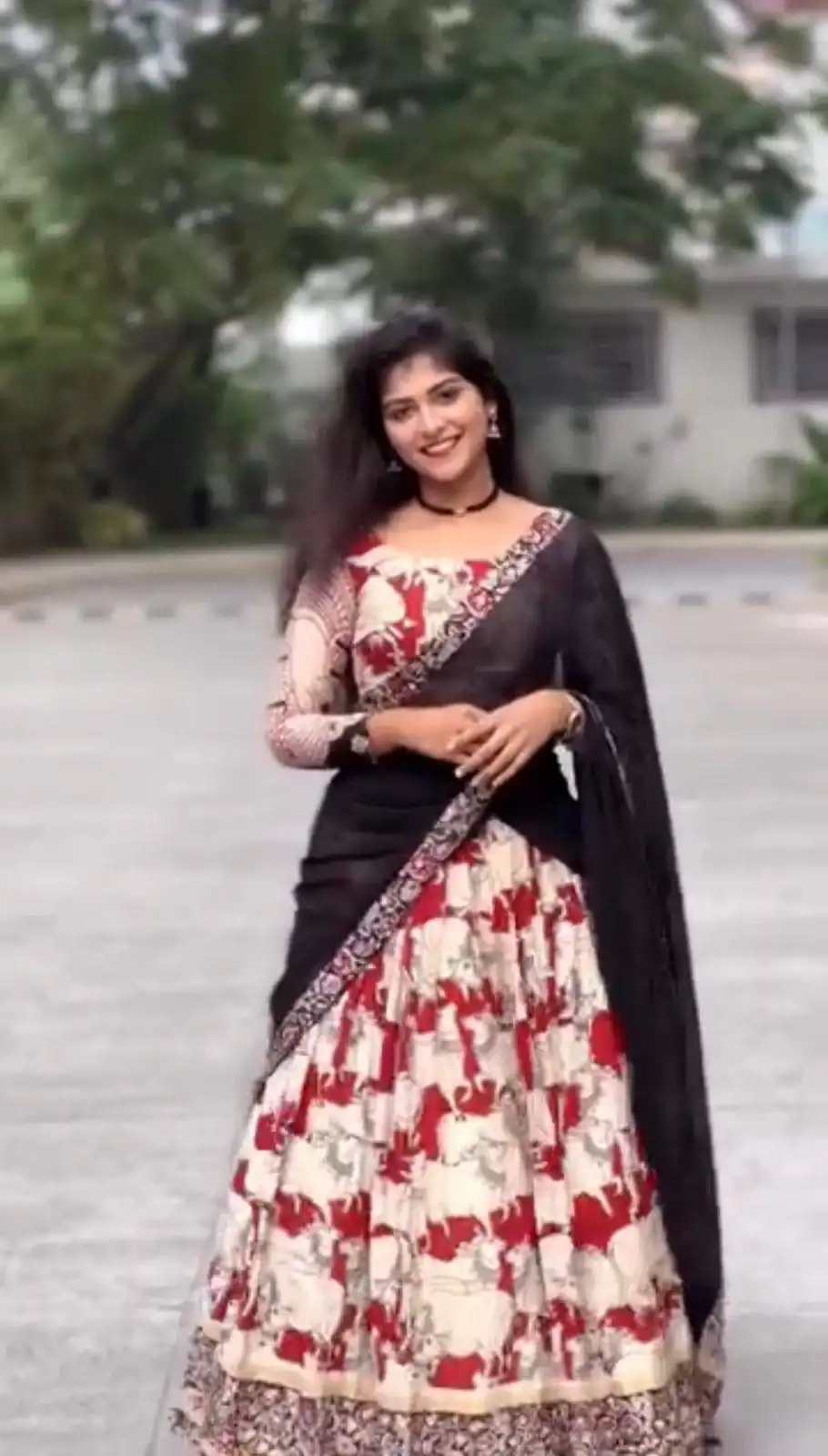 Red Rayon Cotton Kalamkari Print Lehenga Choli