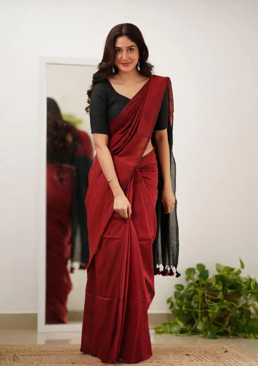 Red Soft Lilian Slab Rich Pallu Saree - Image 3