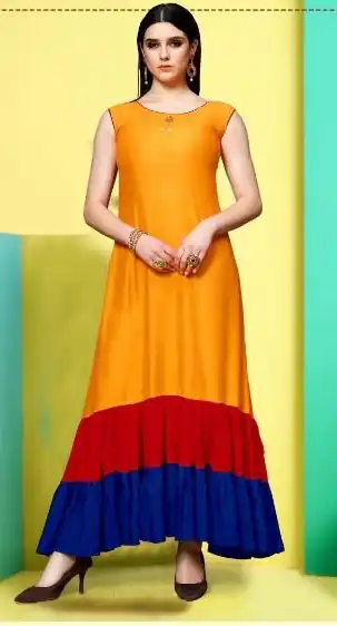 Royal Blue 14 kg Rayon With Plain Gown - Image 3