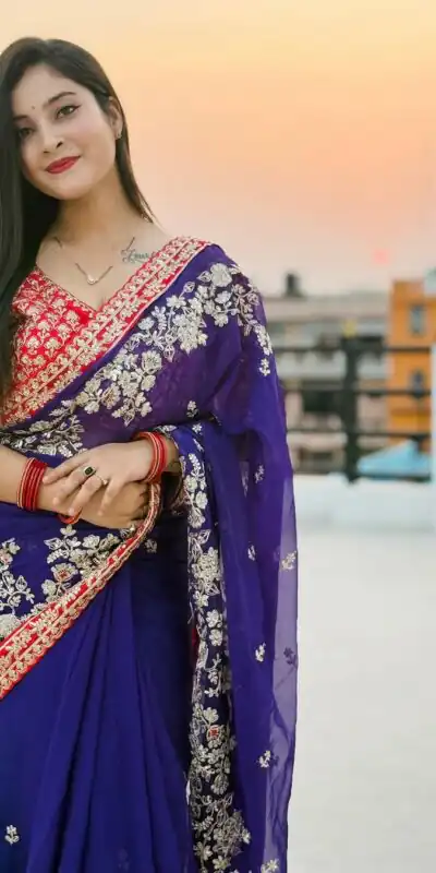 BT 411 Royal Blue in Georgette Embroidery Work & Lace Work Saree . Grab it for ₹1999. Delivery 4-6 Working Days. Shop now. | Sarees, Bollywood Sarees, Creative Sarees, Designer Sarees, Embroidered Sarees, Ethnic Saree, Modern Digital sarees, Party Wear Sarees