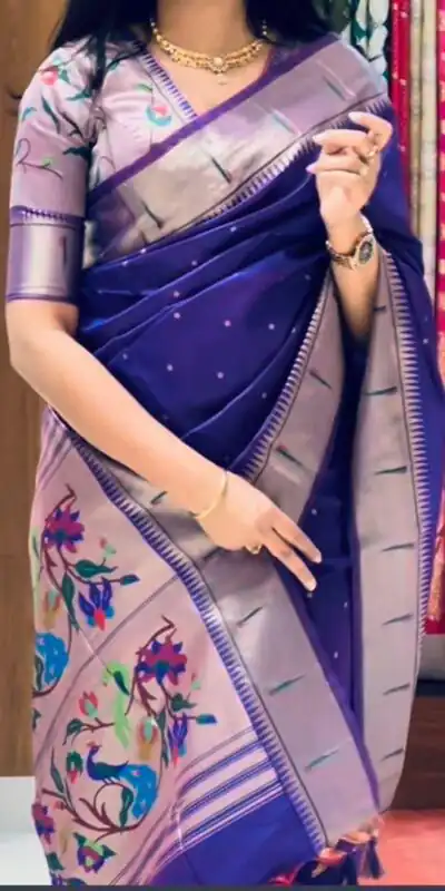 Royal Blue Pure Banarasi Silk Zari Work Saree