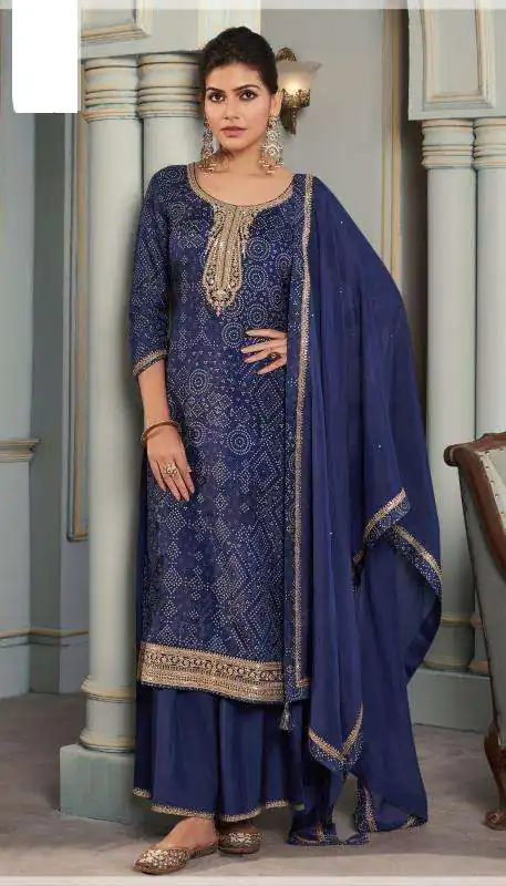 Royal Blue Viscose Silk Digital Print Salwar Suit
