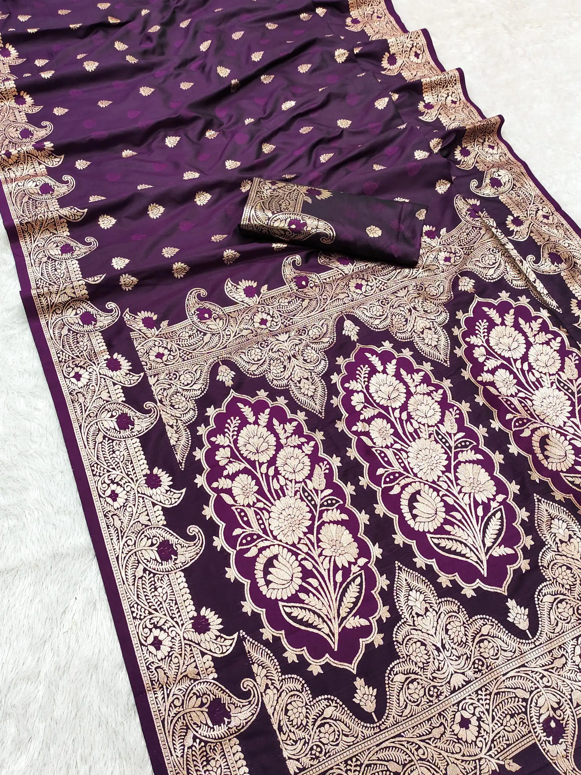 Royal Purple Banarasi Lace Zari Work Saree
