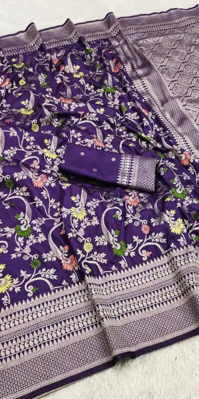 MB 105 Royal Purple in Color Khaddi Pashmina Lace Work & Zari Work Saree . Special Price ₹1999. Delivery 4-6 Working Days. Shop now. | Sarees, Bollywood Sarees, Creative Sarees, Designer Sarees, Embroidered Sarees, Ethnic Saree, Modern Digital sarees, Party Wear Sarees