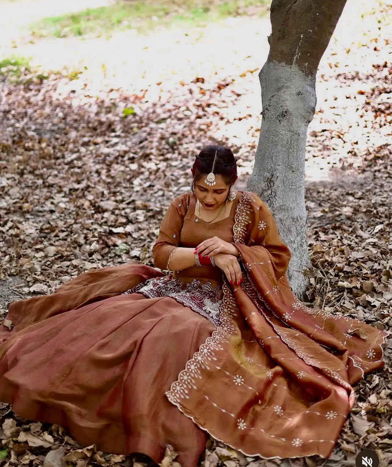 Rust Simmer Silk Embroidery Work Lehenga Choli - Image 3