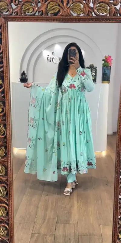 PC 528 Sea Green Fox Georgette Gown Perfect for Wedding, Party, Baby Shower, Lohri, Pongal – . Available at ₹2049 only. Delivery 4-6 Working Days. Shop n | Jump Suits, Salwar suit, Casual Suits, Creative suits, Designer Suits, Palazzo Suits, Party Wear Suits, Patiala Suits, Straight Suits