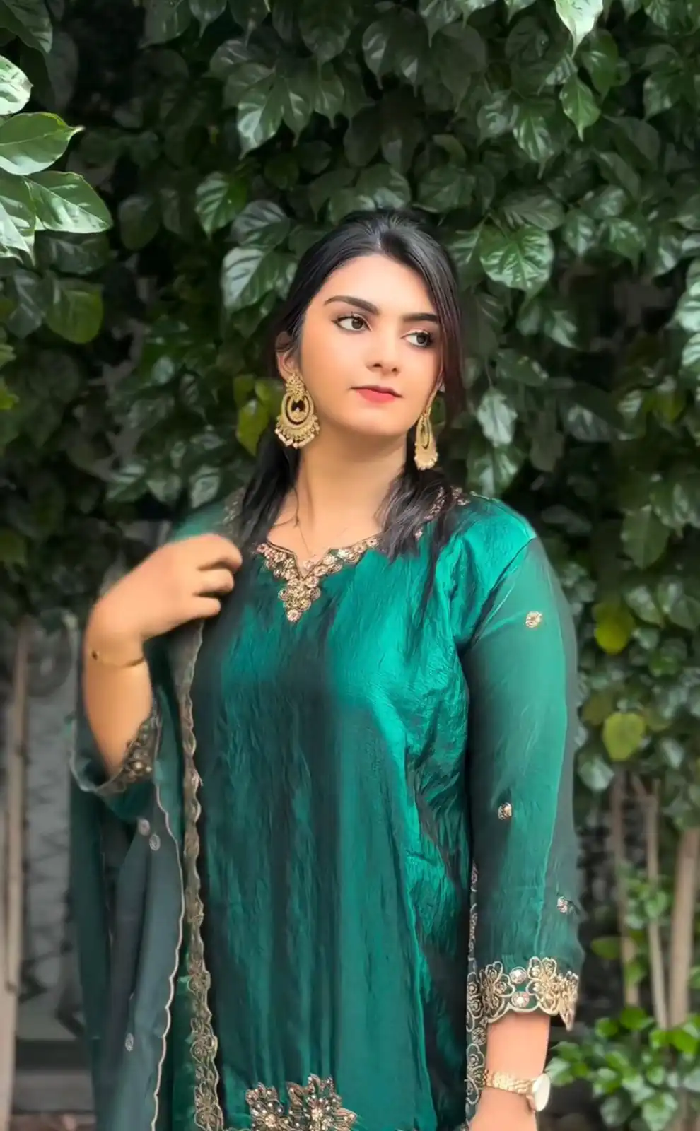 Teal Jimmy Choo Silk Lace Embroidery Work Slwar Suit - Image 2