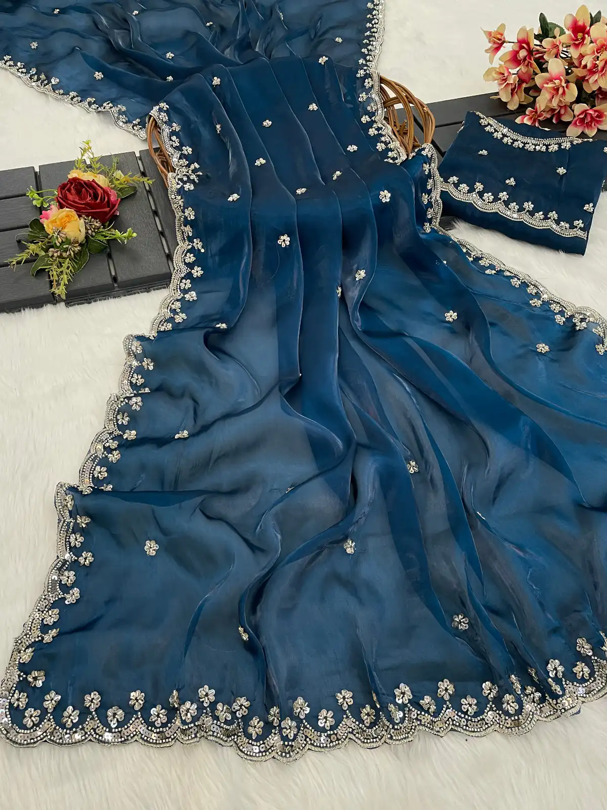 BT 400 Teal in Jimmy Chou Silk Embroidery Work & Lace Work Saree . Grab it for ₹2999. Delivery 4-6 Working Days. Shop now. | Sarees, Bollywood Sarees, Creative Sarees, Designer Sarees, Embroidered Sarees, Ethnic Saree, Modern Digital sarees, Party Wear Sarees