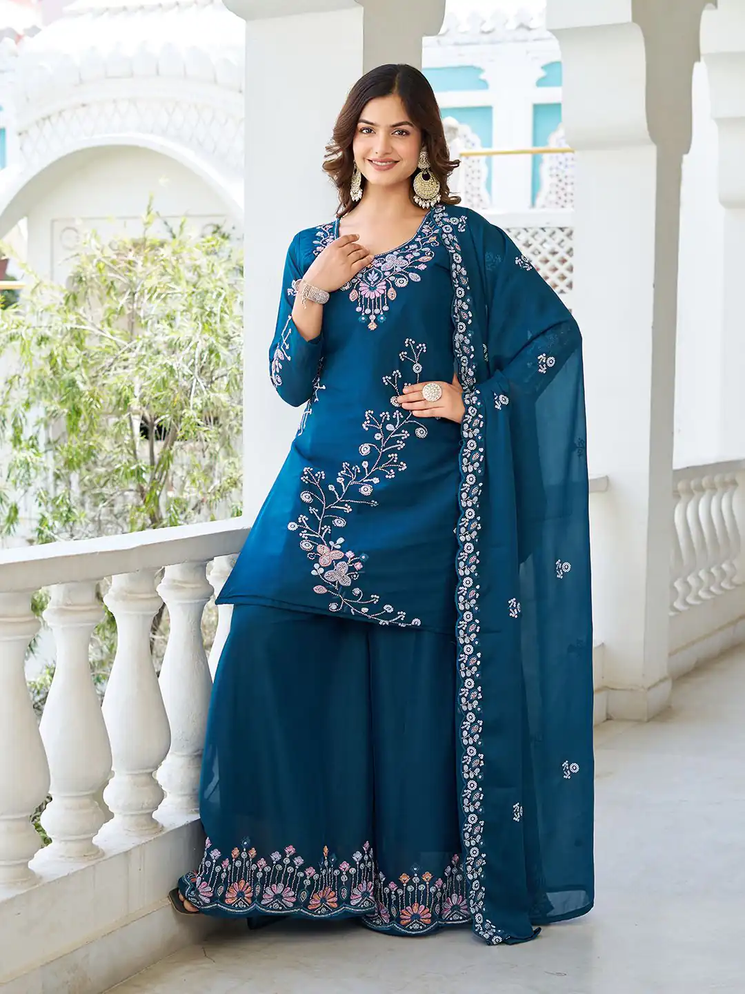 Ram 103 Teal Color Star Georgette Salwar Suit with Embroidery Work. Get it for ₹3049. Delivery 4-6 Working Days. Shop now. | Jump Suits, Salwar suit, Casual Suits, Creative suits, Designer Suits, Palazzo Suits, Party Wear Suits, Patiala Suits, Straight Suits