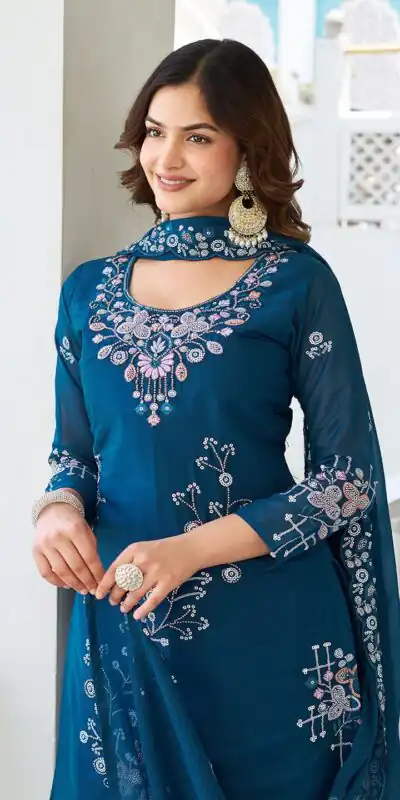 Ram 103 Teal Color Star Georgette Salwar Suit with Embroidery Work. Get it for ₹3049. Delivery 4-6 Working Days. Shop now. | Jump Suits, Salwar suit, Casual Suits, Creative suits, Designer Suits, Palazzo Suits, Party Wear Suits, Patiala Suits, Straight Suits