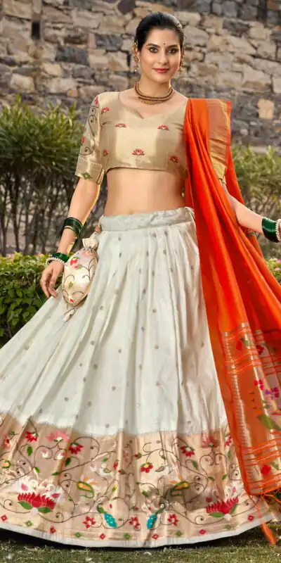 LNB 2021 White Jacquard Silk Weaving Zari Lehenga Choli Festive Party Wedding, Events etc. Delivery 4-6 Working Days @4099/- | Lehenga, Bollywood Lehenga, Creative Lehenga, Designer Lehenga, Embroidered Lehenga, Party Wear Lehenga