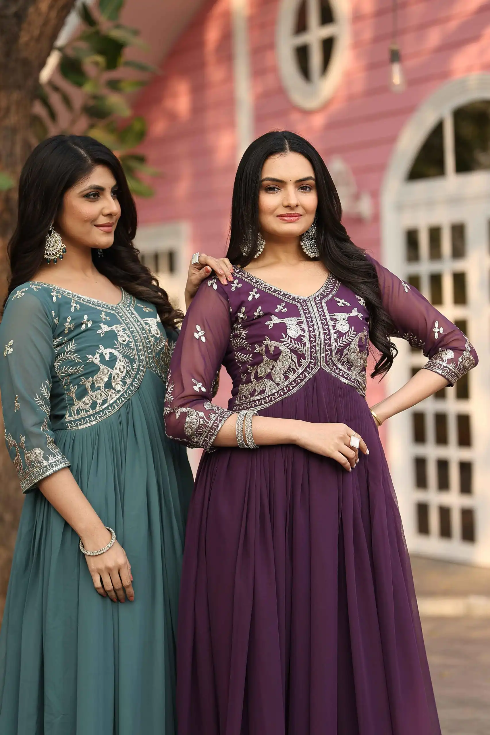 Ram 089 Wine Fox Georgette Gown with Designer Work. Wedding, Party, Festive, Events Introductory Price ₹1749. Delivery 4-6 Working Days. Shop now. | Jump Suits, Salwar suit, Casual Suits, Creative suits, Designer Suits, Palazzo Suits, Party Wear Suits, Patiala Suits, Straight Suits