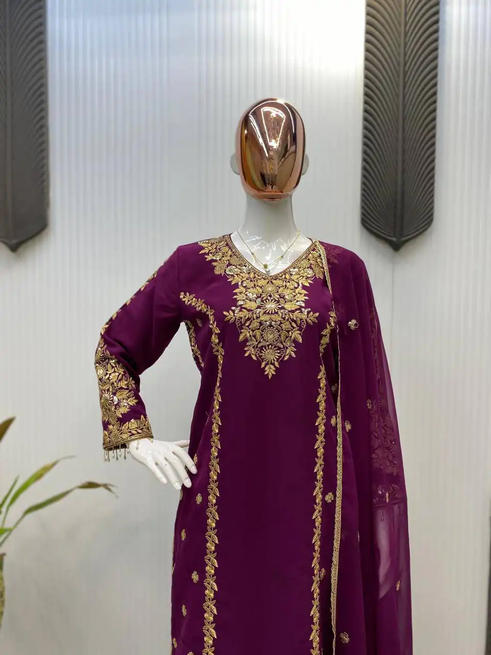 LG 1933 Wine Georgette with Embroidery Work & Lace Work Salwar Suit . Get it for ₹1899. Delivery 4-6 Working Days. Shop now. | Jump Suits, Salwar suit, Casual Suits, Creative suits, Designer Suits, Palazzo Suits, Party Wear Suits, Patiala Suits, Straight Suits
