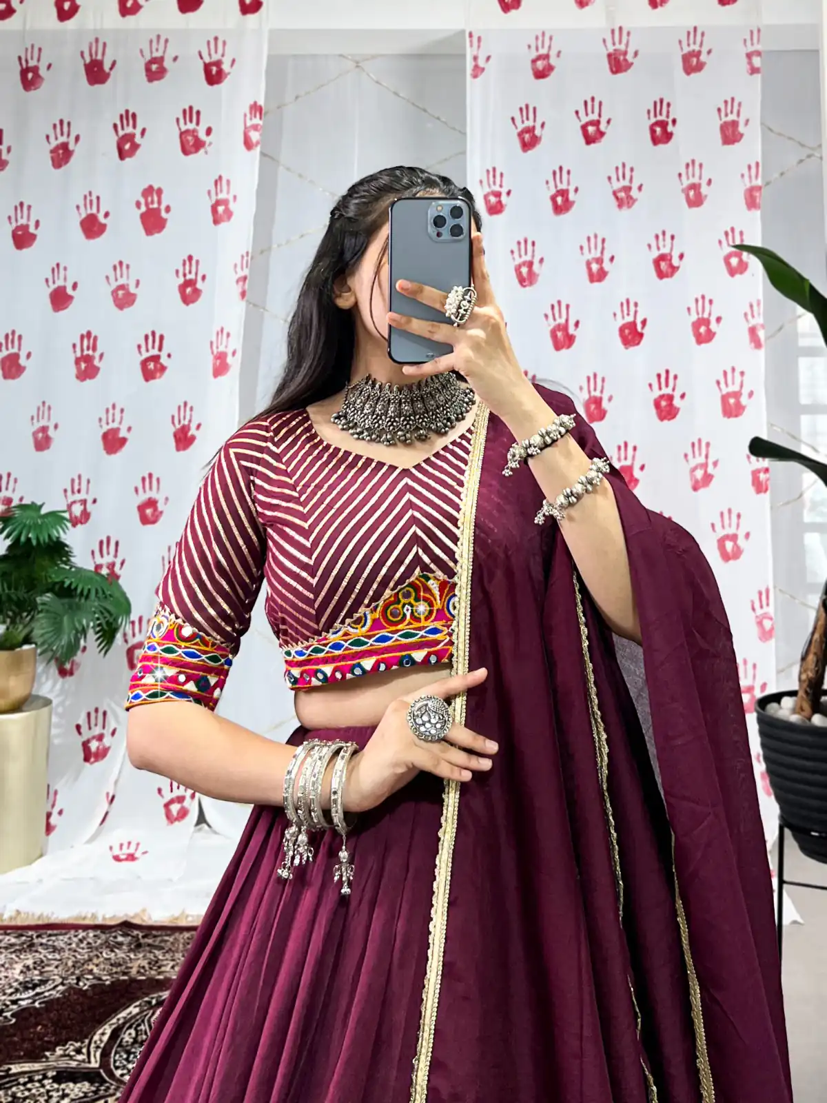 Wine Pure Chanderi With Zari Work Lehenga Choli - Image 6