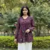 Wine Pure Georgette With Printed Kurti