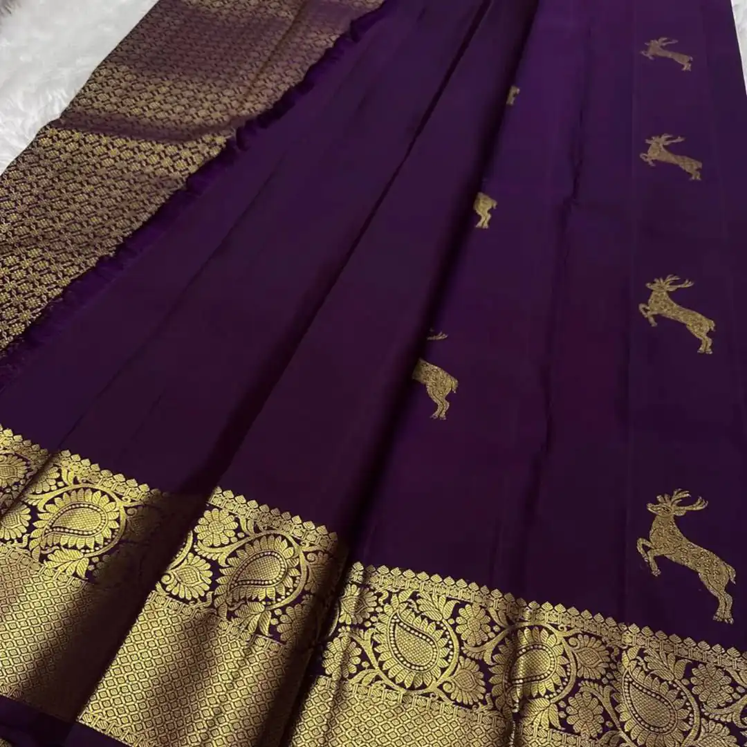 Wine Soft Lichi Silk Lace Zari Work Saree - Image 3