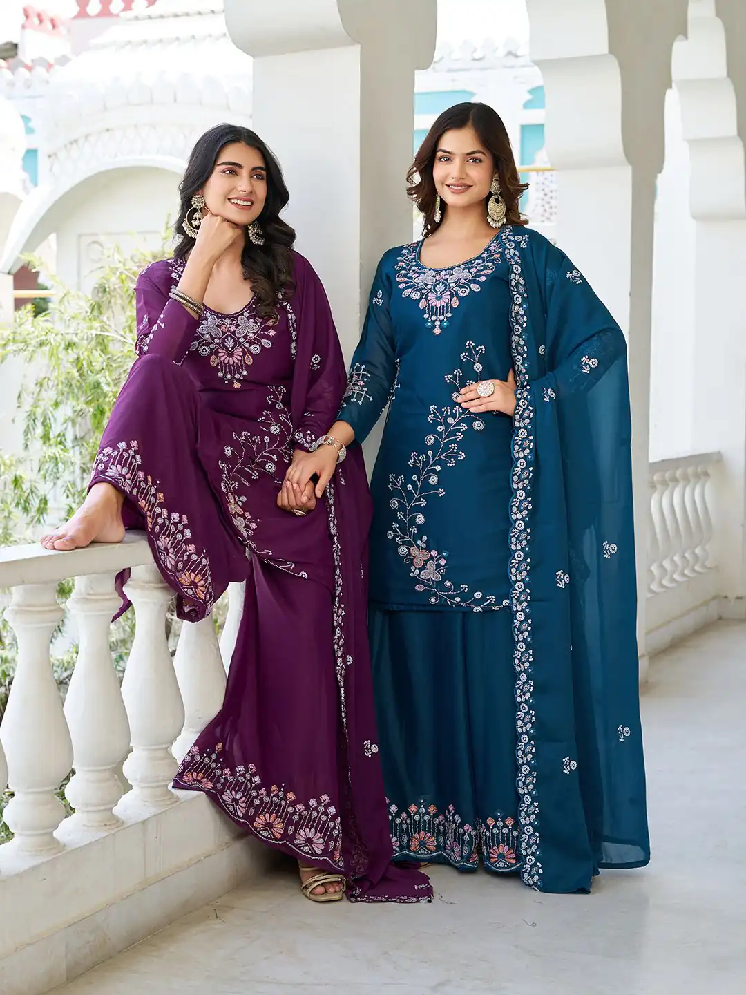Wine Star Georgette With Embroidery Work Salwar Suit - Image 5