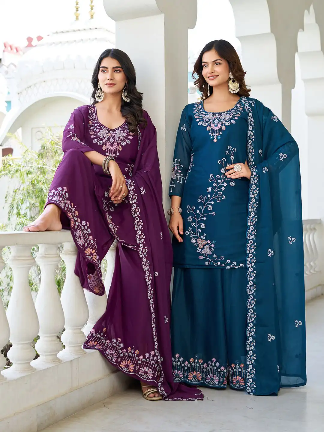Wine Star Georgette With Embroidery Work Salwar Suit - Image 4