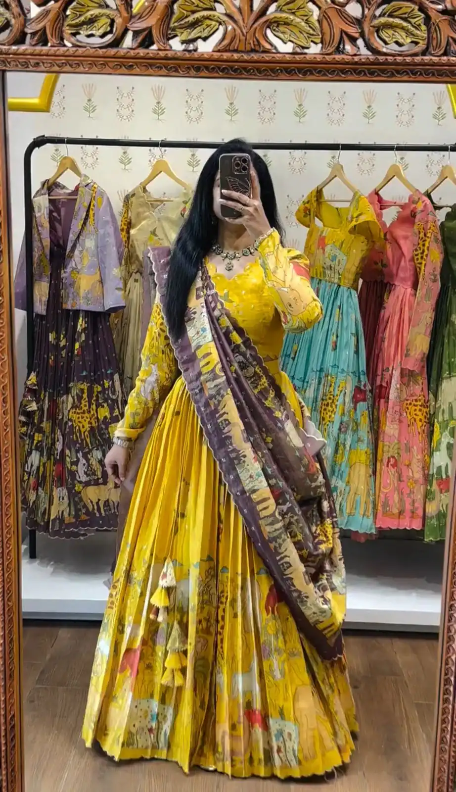 Yellow Cotton Kalamkari Print Lehenga Choli