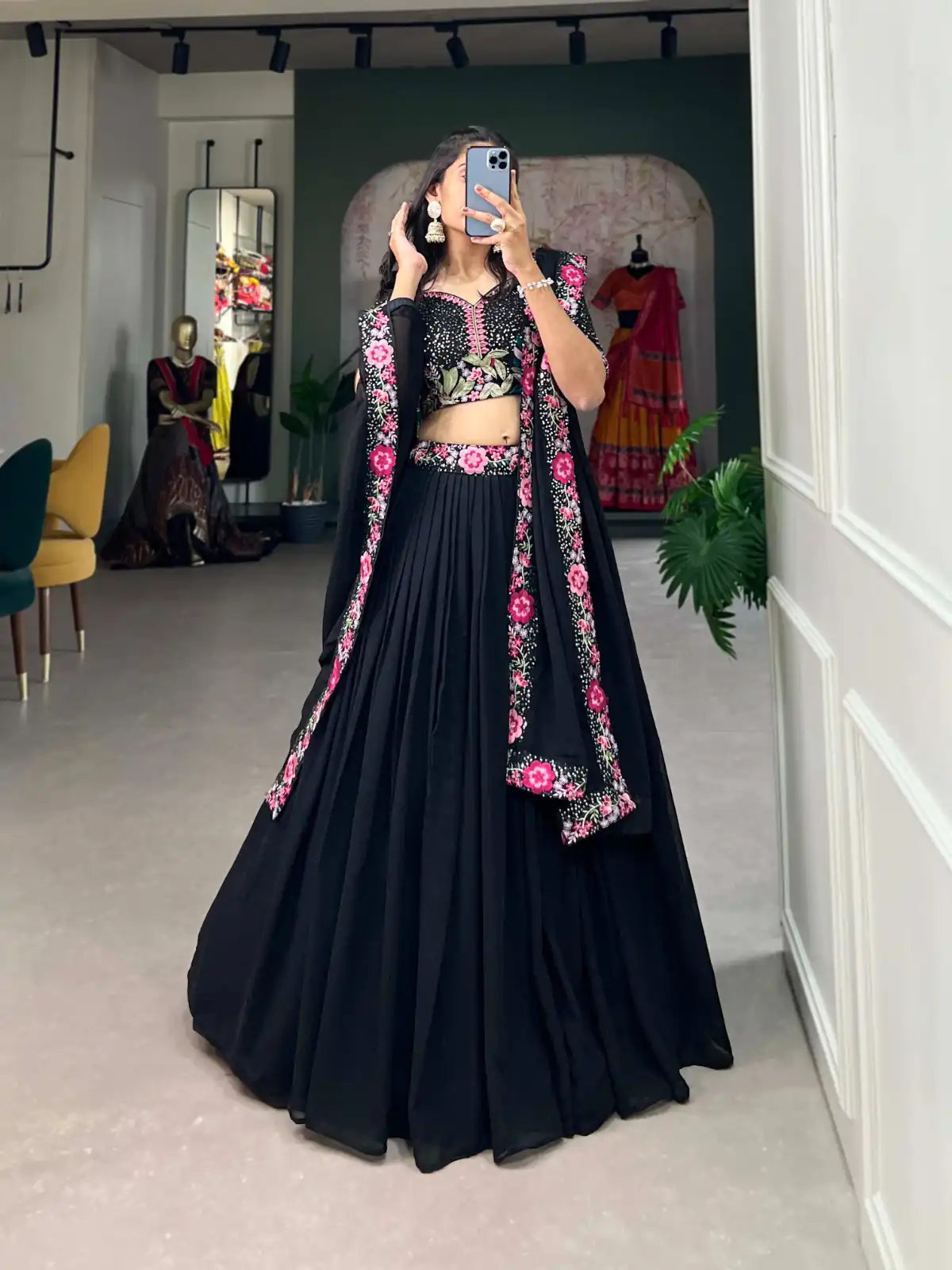 LNB 1403 Black Color Georgette Plain Embroidery Lehenga Choli Festive Party Wedding, Events etc. Delivery 4-6 Working Days @2999/- | Lehenga, Bollywood Lehenga, Creative Lehenga, Designer Lehenga, Embroidered Lehenga, Party Wear Lehenga