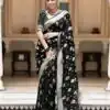 Black Soft Lichi Silk Jacquard Work Saree