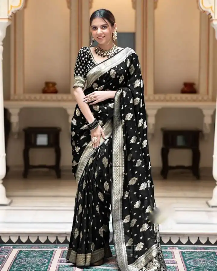 KPR 190 Black Soft Lichi Silk Jacquard Work Saree with Designer Work Wedding, Party, Festive, Events, Deal ₹1399. Delivery 4-6 Working Days. Shop now. | Sarees, Bollywood Sarees, Creative Sarees, Designer Sarees, Embroidered Sarees, Ethnic Saree, Modern Digital sarees, Party Wear Sarees