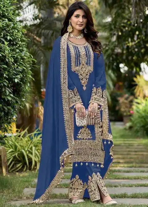 KF 1628 Blue Faux Georgette Salwar Suit Perfect for Wedding, Party, Raksha Bandhan, Baisakhi, Sangeet – . Affordable Price ₹2399. Delivery 4-6 Working | Jump Suits, Tops & Bottoms, Track Suits, Salwar suit, Casual Suits, Creative suits, Designer Suits, Palazzo Suits, Party Wear Suits, Patiala Suits, Straight Suits, Trendy Wear