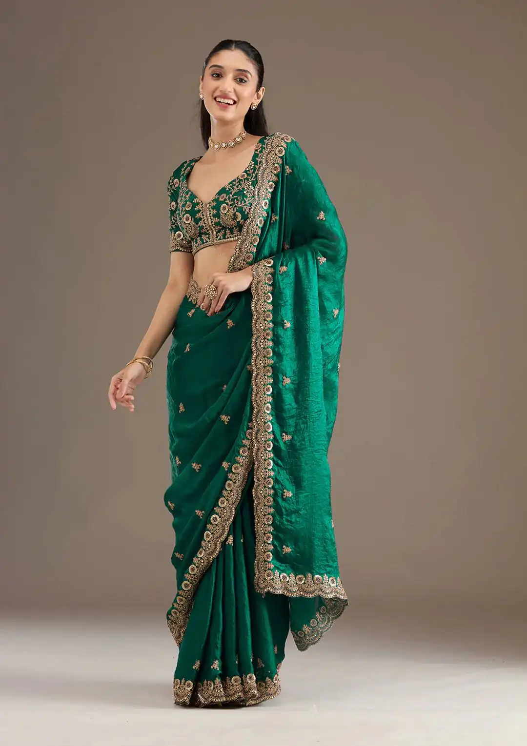BT 434 Green Fandy Sattin Silk Saree with Zari Work. Wedding, Party, Festive, Events, Best Price ₹2049. Delivery 4-6 Working Days. Shop now. | Sarees, Bollywood Sarees, Creative Sarees, Designer Sarees, Embroidered Sarees, Ethnic Saree, Modern Digital sarees, Party Wear Sarees