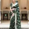 Green Soft Lichi Silk Jacquard Work Saree